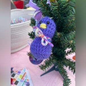 Handmade Purple Crochet Duck Keychain - Cute Duck Ornament